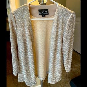 Alex Evening 2 piece set. Taupe. Women’s blouse.
